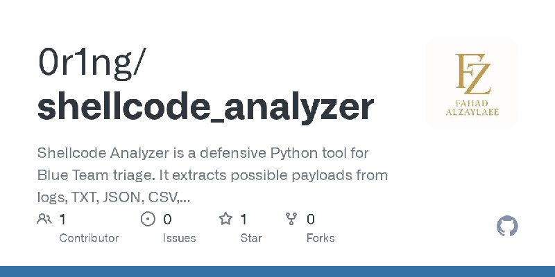 GitHub - 0r1ng/shellcode_analyzer: Shellcode Analyzer is a defensive Python tool for Blue Team triage. It extracts possible payloads…