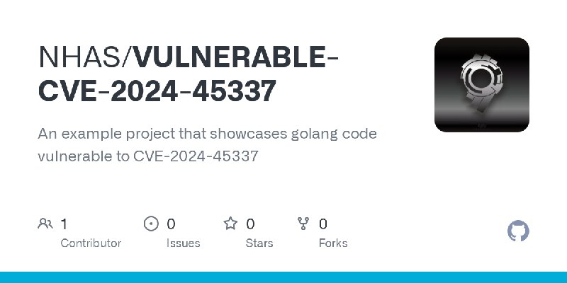 GitHub - NHAS/VULNERABLE-CVE-2024-45337: An example project that showcases golang code vulnerable to CVE-2024-45337