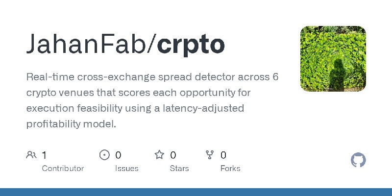 GitHub - JahanFab/crpto: Real-time cross-exchange spread detector across 6 crypto venues that scores each opportunity for execution…