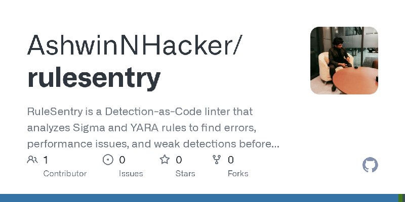 GitHub - AshwinNHacker/rulesentry: RuleSentry is a Detection-as-Code linter that analyzes Sigma and YARA rules to find errors,…
