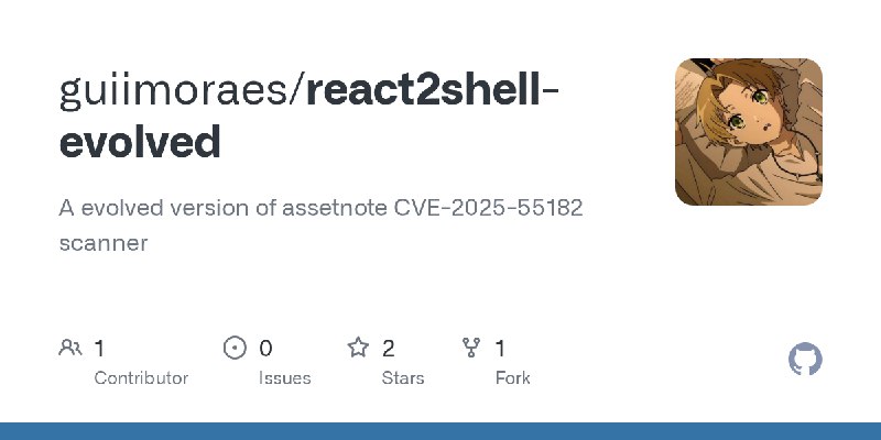 GitHub - guiimoraes/react2shell-evolved: A evolved version of assetnote CVE-2025-55182 scanner