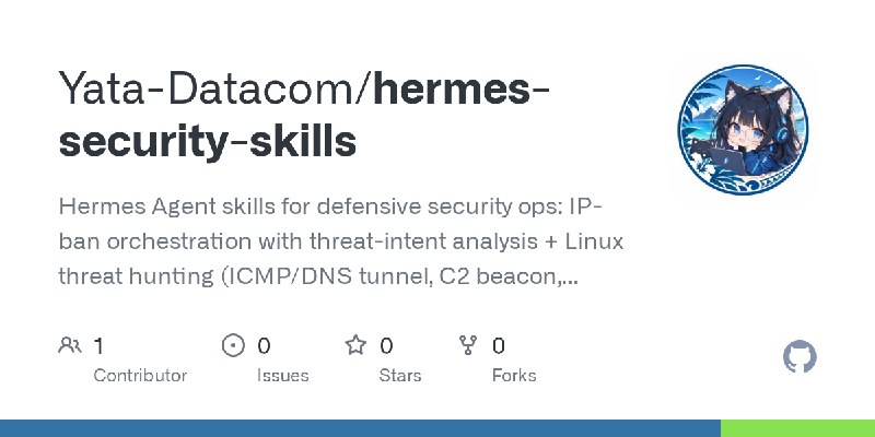 GitHub - Yata-Datacom/hermes-security-skills: Hermes Agent skills for defensive security ops: IP-ban orchestration with threat…