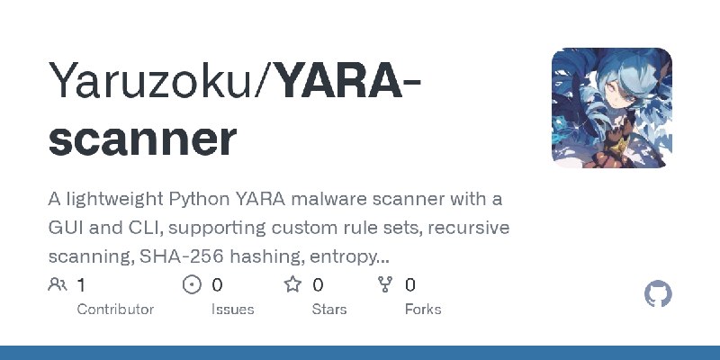 GitHub - Yaruzoku/YARA-scanner: A lightweight Python YARA malware scanner with a GUI and CLI, supporting custom rule sets, recursive…