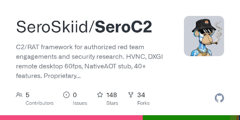 GitHub - SeroSkiid/SeroC2: C2/RAT framework for authorized red team engagements and security research. HVNC, DXGI remote desktop…