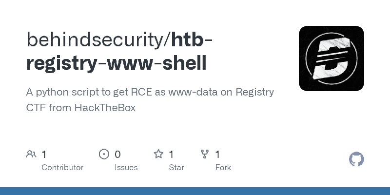 GitHub - behindsecurity/htb-registry-www-shell: A python script to get RCE as www-data on Registry CTF from HackTheBox