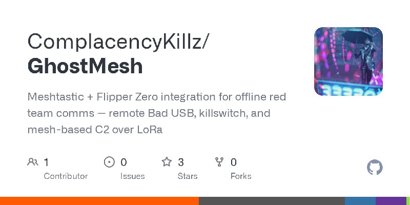 GitHub - ComplacencyKillz/GhostMesh: Meshtastic + Flipper Zero integration for offline red team comms — remote Bad USB, killswitch…