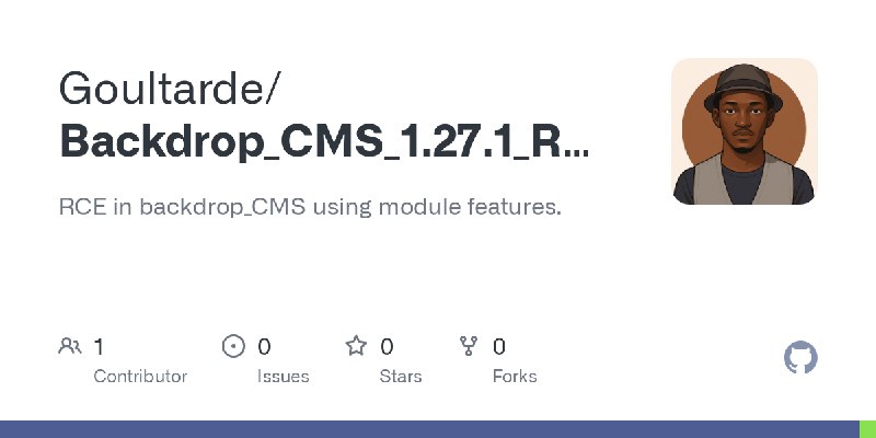 GitHub - Goultarde/Backdrop_CMS_1.27.1_RCE: RCE in backdrop_CMS using module features.