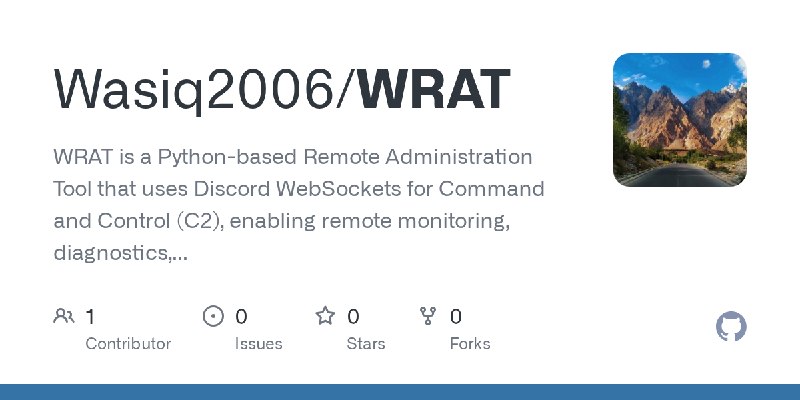GitHub - Wasiq2006/WRAT: WRAT is a Python-based Remote Administration Tool that uses Discord WebSockets for Command and Control…