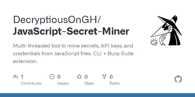 GitHub - DecryptiousOnGH/JavaScript-Secret-Miner: Multi-threaded tool to mine secrets, API keys, and credentials from JavaScript…