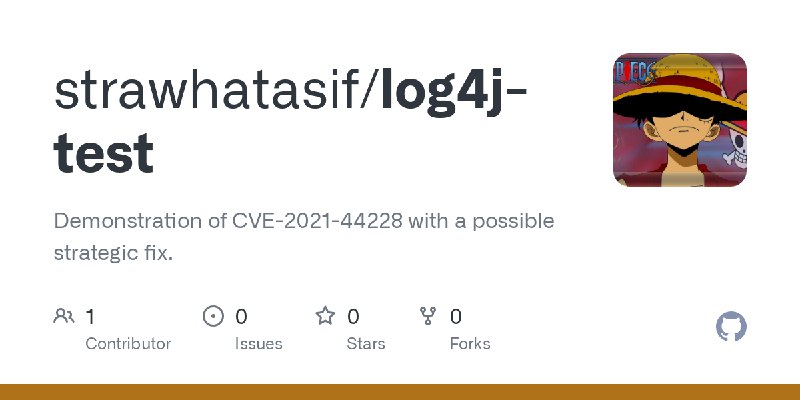 GitHub - strawhatasif/log4j-test: Demonstration of CVE-2021-44228 with a possible strategic fix.