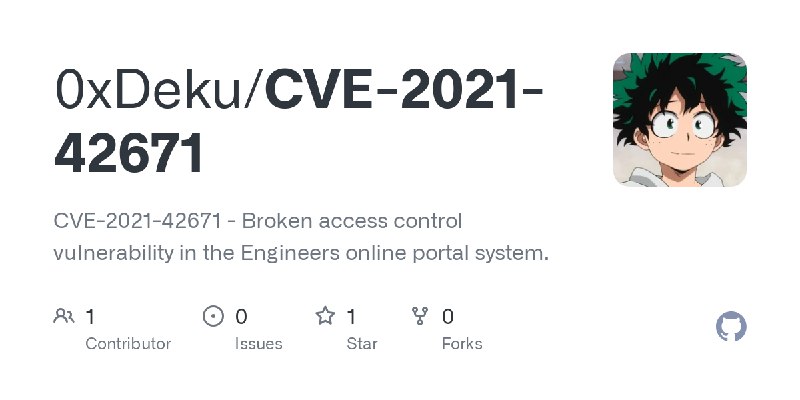 GitHub - 0xDeku/CVE-2021-42671: CVE-2021-42671 - Broken access control vulnerability in the Engineers online portal system.