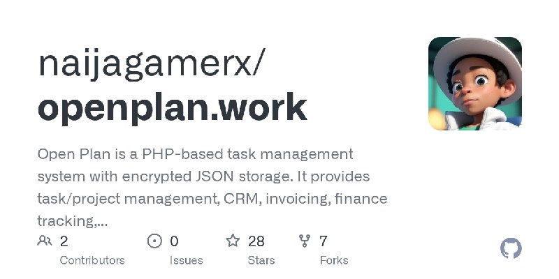 GitHub - naijagamerx/openplan.work: Open Plan is a PHP-based task management system with encrypted JSON storage. It provides task/project…