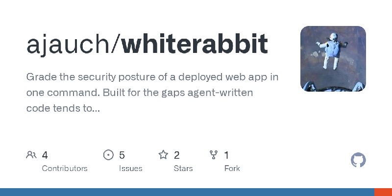GitHub - ajauch/whiterabbit: Grade the security posture of a deployed web app in one command. Built for the gaps agent-written…