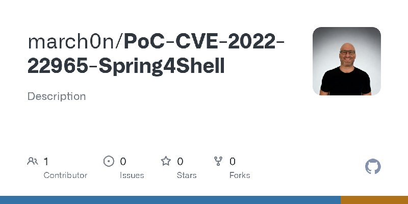 GitHub - march0n/PoC-CVE-2022-22965-Spring4Shell: Description