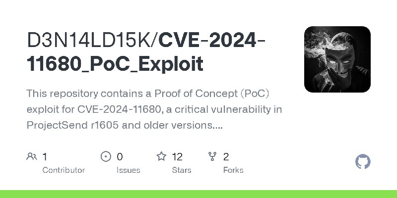 GitHub - D3N14LD15K/CVE-2024-11680_PoC_Exploit: This repository contains a Proof of Concept (PoC) exploit for CVE-2024-11680, a…