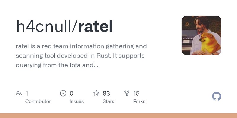 GitHub - h4cnull/ratel: ratel is a red team information gathering and scanning tool developed in Rust. It supports querying from…
