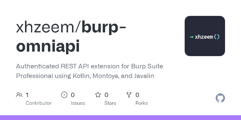 GitHub - xhzeem/burp-omniapi: Authenticated REST API extension for Burp Suite Professional using Kotlin, Montoya, and Javalin