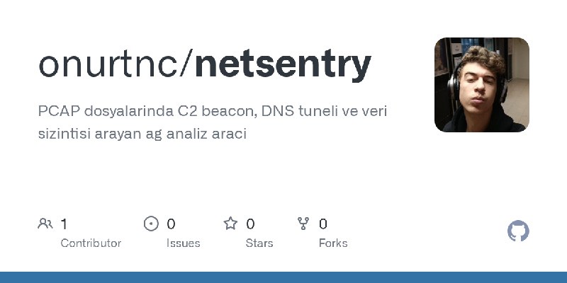 GitHub - onurtnc/netsentry: PCAP dosyalarinda C2 beacon, DNS tuneli ve veri sizintisi arayan ag analiz araci
