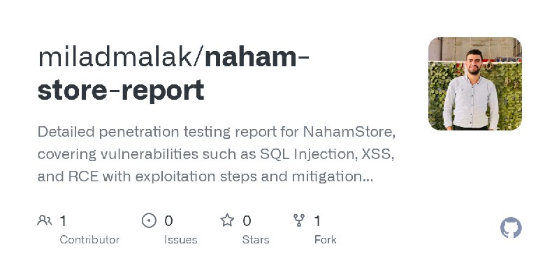 GitHub - miladmalak/naham-store-report: Detailed penetration testing report for NahamStore, covering vulnerabilities such as SQL…
