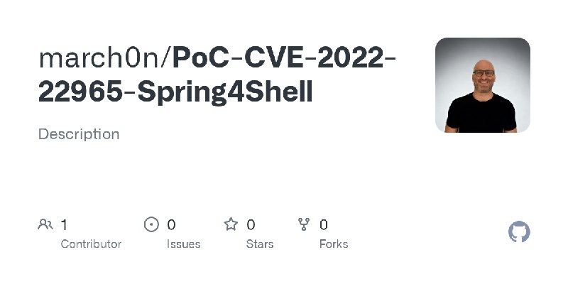 GitHub - march0n/PoC-CVE-2022-22965-Spring4Shell: Description
