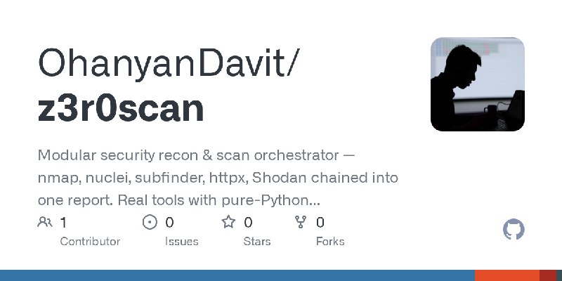 GitHub - OhanyanDavit/z3r0scan: Modular security recon & scan orchestrator — nmap, nuclei, subfinder, httpx, Shodan chained into…