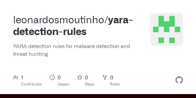 GitHub - leonardosmoutinho/yara-detection-rules: YARA detection rules for malware detection and threat hunting