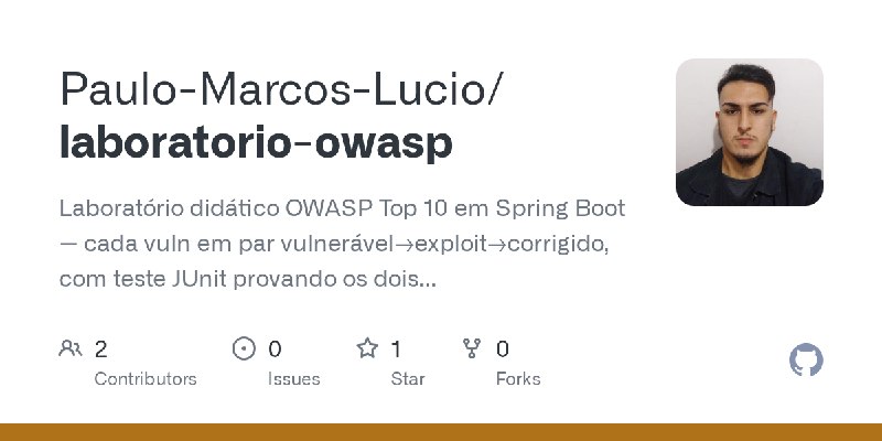 GitHub - Paulo-Marcos-Lucio/laboratorio-owasp: Laboratório didático OWASP Top 10 em Spring Boot — cada vuln em par vulnerável→…