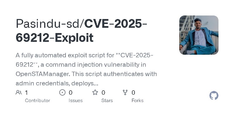 GitHub - Pasindu-sd/CVE-2025-69212-Exploit: A fully automated exploit script for **CVE-2025-69212**, a command injection vulnerability…