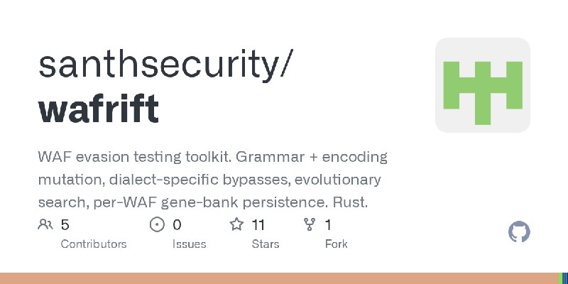 GitHub - santhsecurity/wafrift: WAF evasion testing toolkit. Grammar + encoding mutation, dialect-specific bypasses, evolutionary…