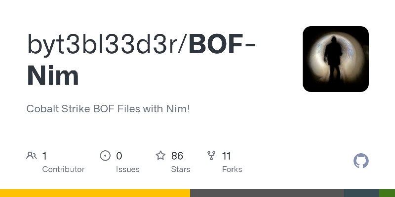 GitHub - byt3bl33d3r/BOF-Nim: Cobalt Strike BOF Files with Nim!