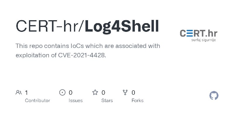 GitHub - CERT-hr/Log4Shell: This repo contains IoCs which are associated with exploitation of CVE-2021-4428.