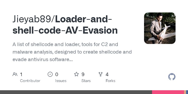 GitHub - Jieyab89/Loader-and-shell-code-AV-Evasion: A list of shellcode and loader, tools for C2 and malware analysis, designed…