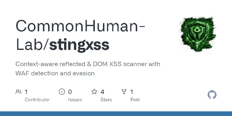 GitHub - CommonHuman-Lab/stingxss: Context-aware reflected & DOM XSS scanner with WAF detection and evasion