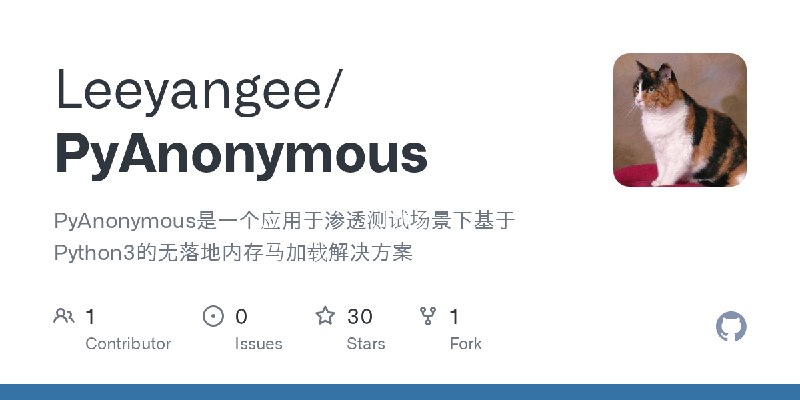 GitHub - Leeyangee/PyAnonymous: PyAnonymous是一个应用于渗透测试场景下基于Python3的无落地内存马加载解决方案