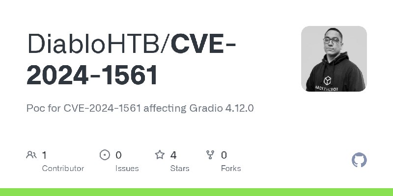 GitHub - DiabloHTB/CVE-2024-1561: Poc for CVE-2024-1561 affecting Gradio 4.12.0