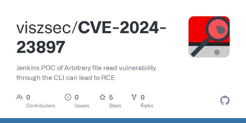 GitHub - viszsec/CVE-2024-23897: Jenkins POC of Arbitrary file read vulnerability through the CLI can lead to RCE