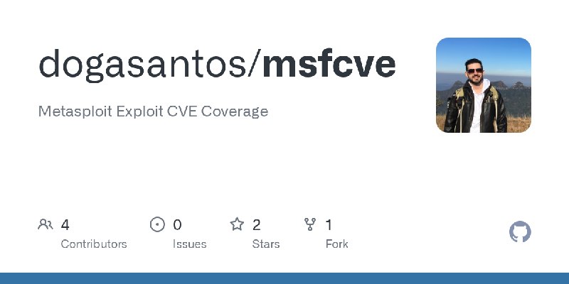 GitHub - dogasantos/msfcve: Metasploit Exploit CVE Coverage