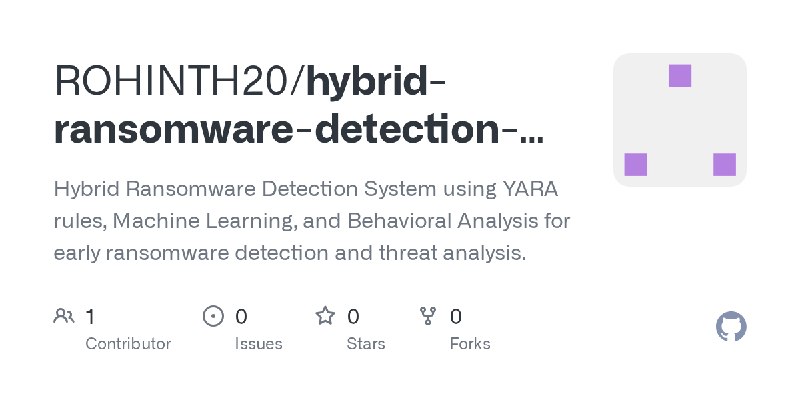 GitHub - ROHINTH20/hybrid-ransomware-detection-system: Hybrid Ransomware Detection System using YARA rules, Machine Learning, and…