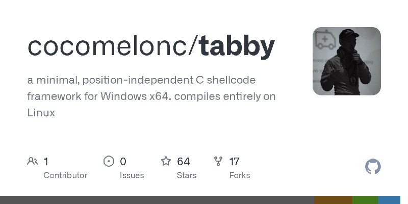 GitHub - cocomelonc/tabby: a minimal, position-independent C shellcode framework for Windows x64. compiles entirely on Linux