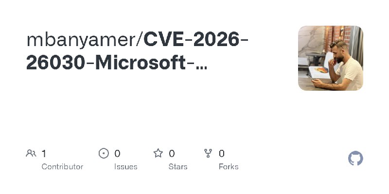 GitHub - mbanyamer/CVE-2026-26030-Microsoft-Semantic-Kernel-1.39.4-RCE