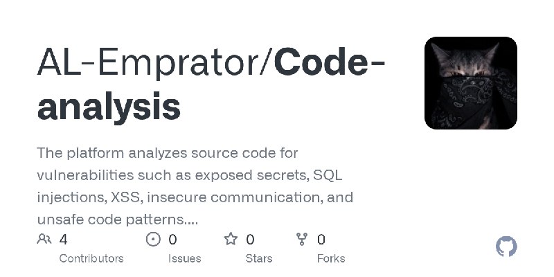 GitHub - AL-Emprator/Code-analysis: The platform analyzes source code for vulnerabilities such as exposed secrets, SQL injections…