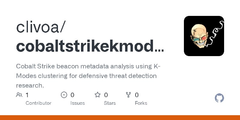 GitHub - clivoa/cobaltstrikekmodes: Cobalt Strike beacon metadata analysis using K-Modes clustering for defensive threat detection…