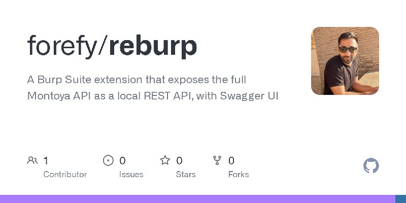 GitHub - forefy/reburp: A Burp Suite extension that exposes the full Montoya API as a local REST API, with Swagger UI