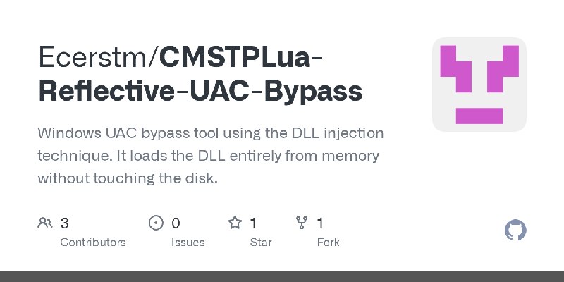 GitHub - Ecerstm/CMSTPLua-Reflective-UAC-Bypass: Windows UAC bypass tool using the DLL injection technique. It loads the DLL entirely…