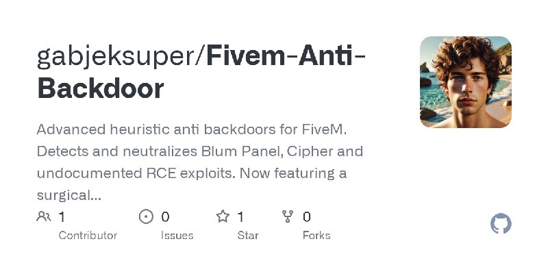 GitHub - gabjeksuper/Fivem-Anti-Backdoor: Advanced heuristic anti backdoors for FiveM. Detects and neutralizes Blum Panel, Cipher…