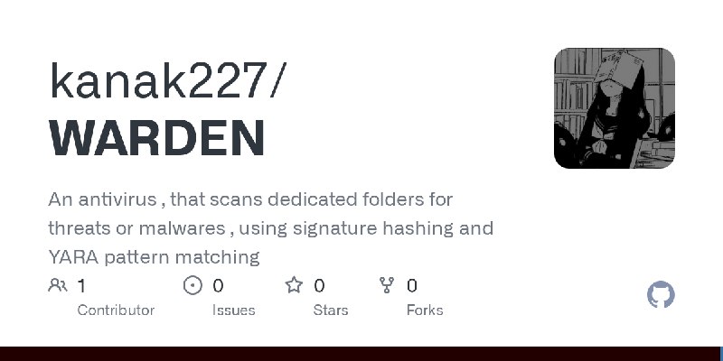 GitHub - kanak227/WARDEN: An antivirus , that scans dedicated folders for threats or malwares , using signature hashing and YARA…