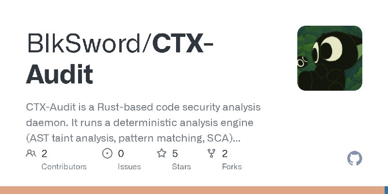 GitHub - BlkSword/CTX-Audit: CTX-Audit is a Rust-based code security analysis daemon. It runs a deterministic analysis engine (AST…