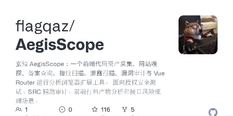 GitHub - flagqaz/AegisScope: 玄镜 AegisScope：一个前端代码资产采集、网站嗅探、备案查询、指纹扫描、泄露扫描、漏洞审计与 Vue Router 运行分析浏览器扩展工具。 面向授权安全测试、SRC 辅助审计、前端打包产物分析和接口风险梳理场景。
