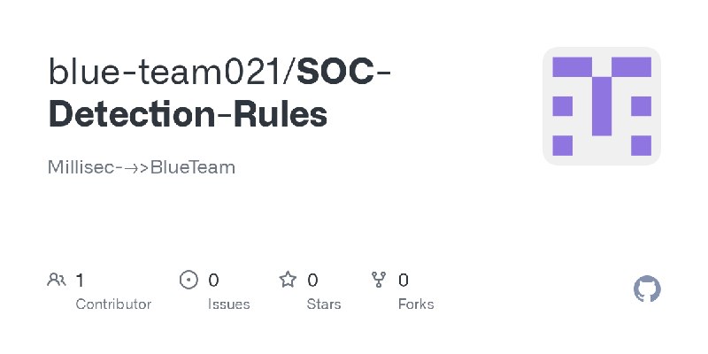 GitHub - blue-team021/SOC-Detection-Rules: Millisec--->>BlueTeam