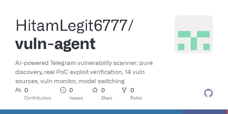 GitHub - HitamLegit6777/vuln-agent: AI-powered Telegram vulnerability scanner: pure discovery, real PoC exploit verification, 14…